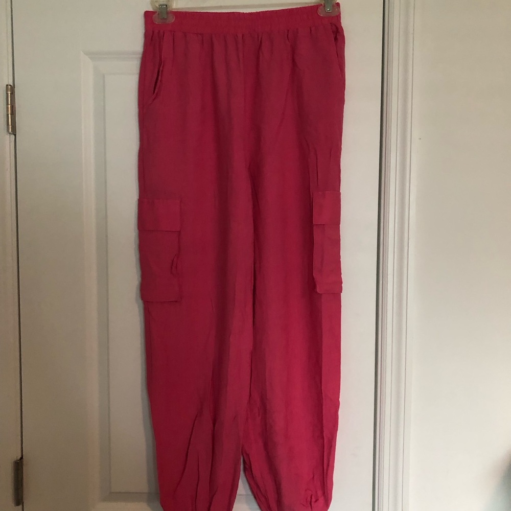 Paper Crane Vibrant Pink Cargo Jogger Pants